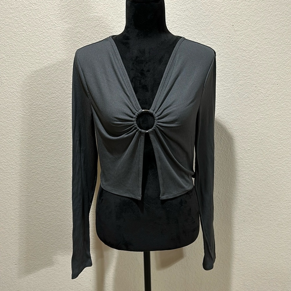 Gray Long Sleeve Top
